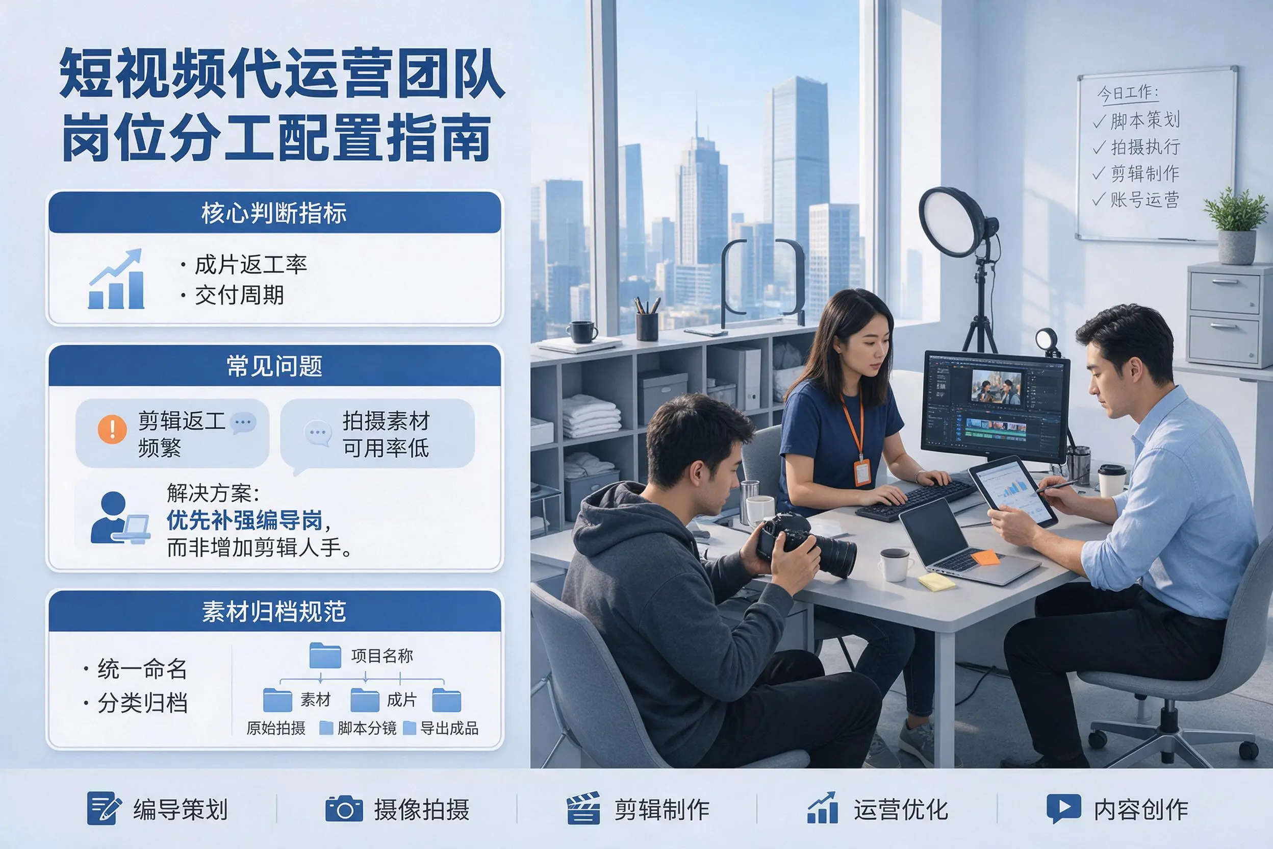 短视频代运营团队如何配置?巴彦淖尔企业岗位分工科普说明